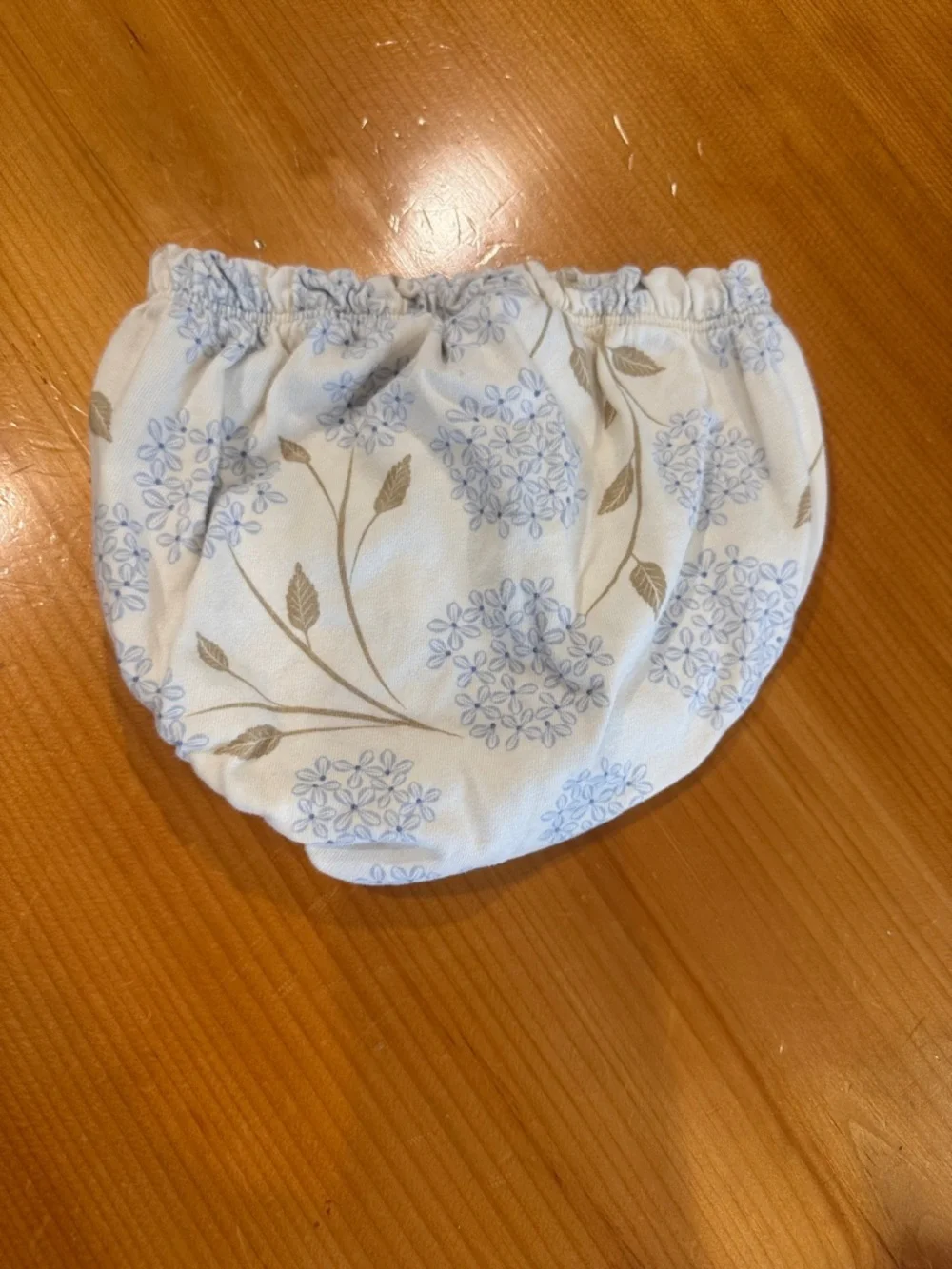 Floral Ruched Diaper Cover in Light Blue & Cream